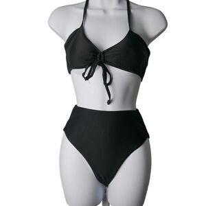 Magnolia Place Women's High Waisted Tummy Control Halter 2-Piece Bikini SET S